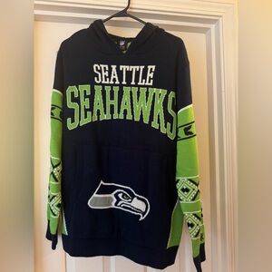 NFL Team Apparel Navy and Green Knit Seahawks Sweater